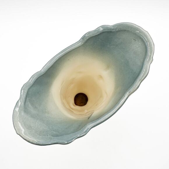 Hull Pottery Woodland Vase | Blue and Green Floral High Gloss ~8" | Vtg 1950s - Picture 6 of 13